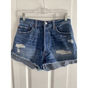 Abercrombie Fitch Women's 2 Medium‎ Wash Distressed Denim Cut Off Shorts